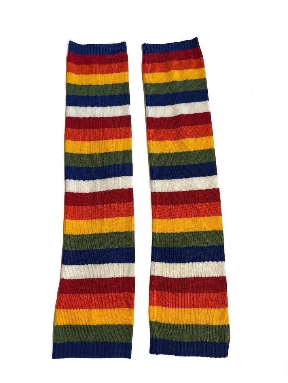 VTG 90s Tommy Hilfiger Rainbow Striped Knit Leg Warmers Tommy Jeans Pair Set
